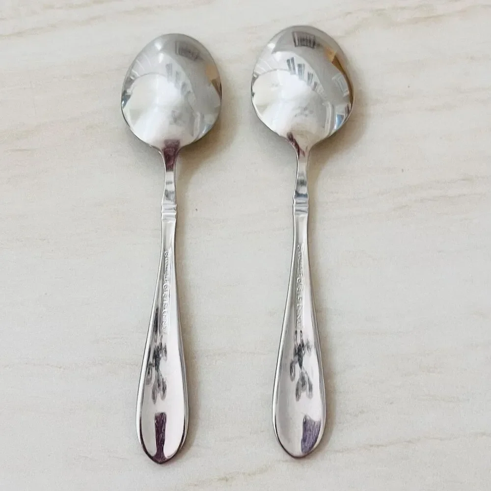 2pc WALLACE Summerset Stainless Teaspoon 6 1/4 in Flatware Replacement PLAINBACK
